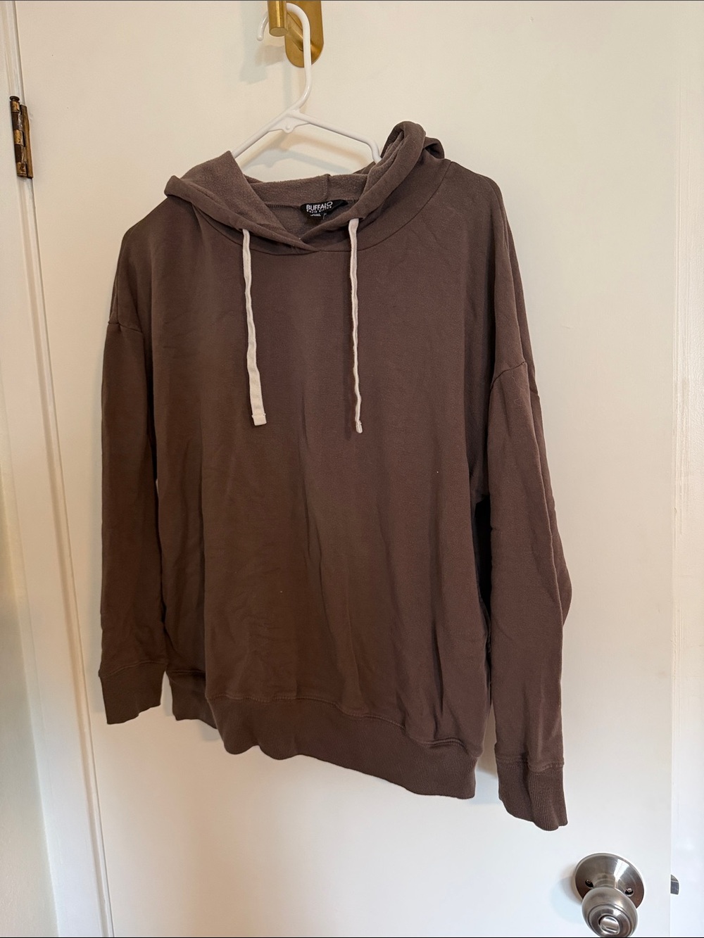 Buffalo David Bitton Men's Brown Pullover Hoodie with Contrast Drawstrings - Picture 1 of 6